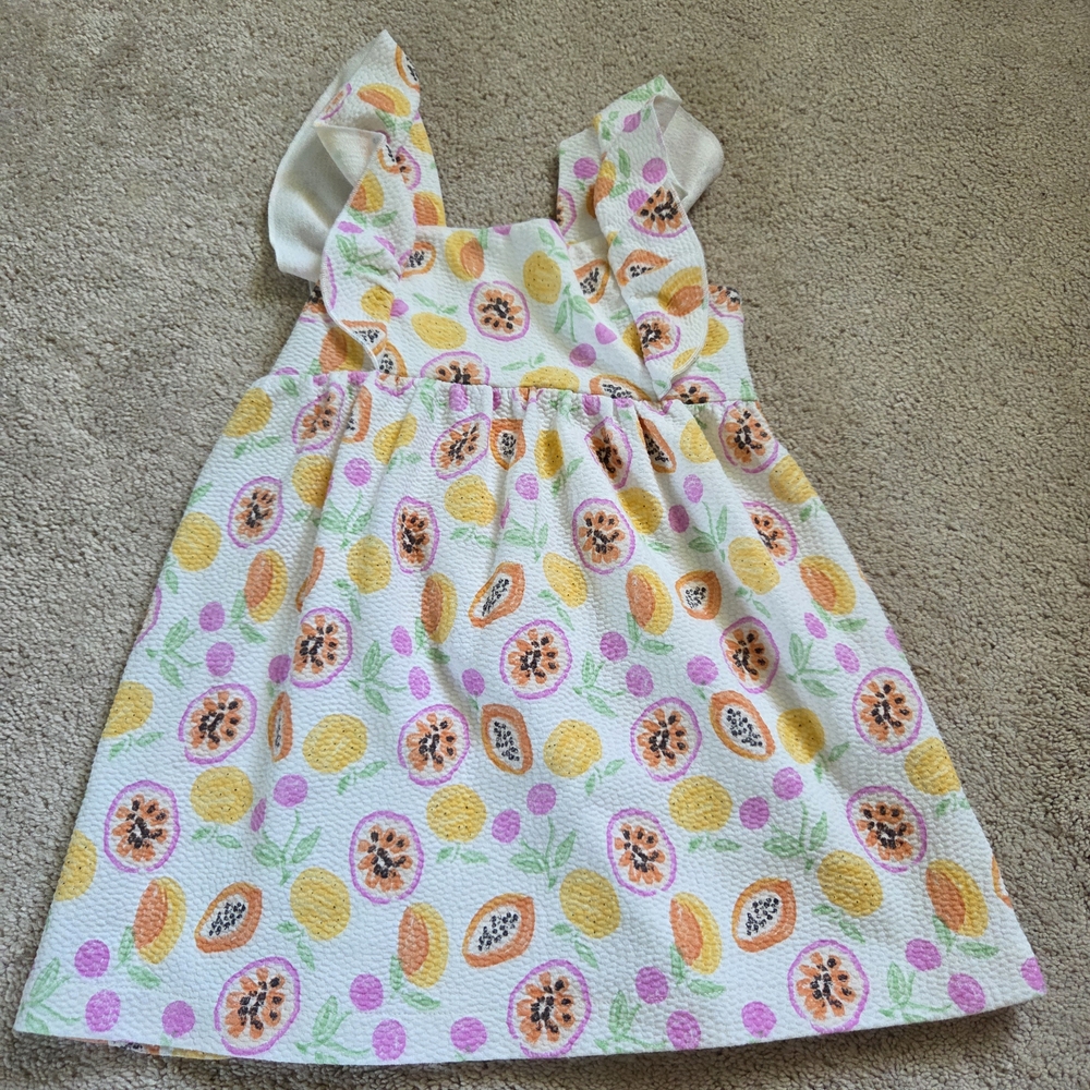 Zara Kids Dress with Fruit Print in Orange and Pink